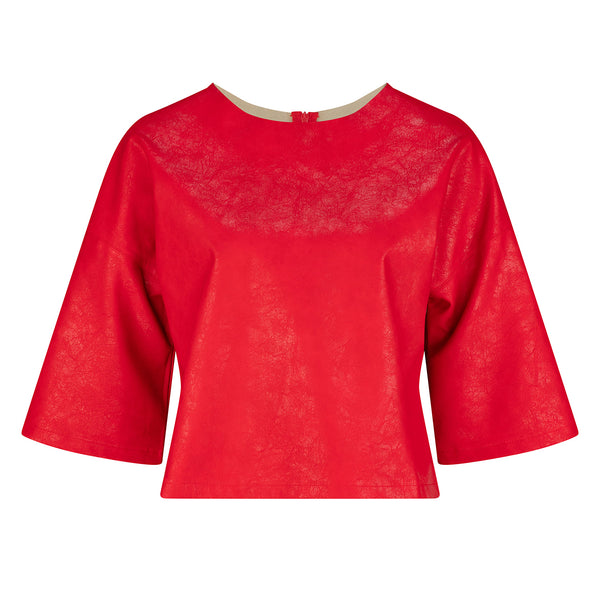 Dexter Faux Leather Top - Red