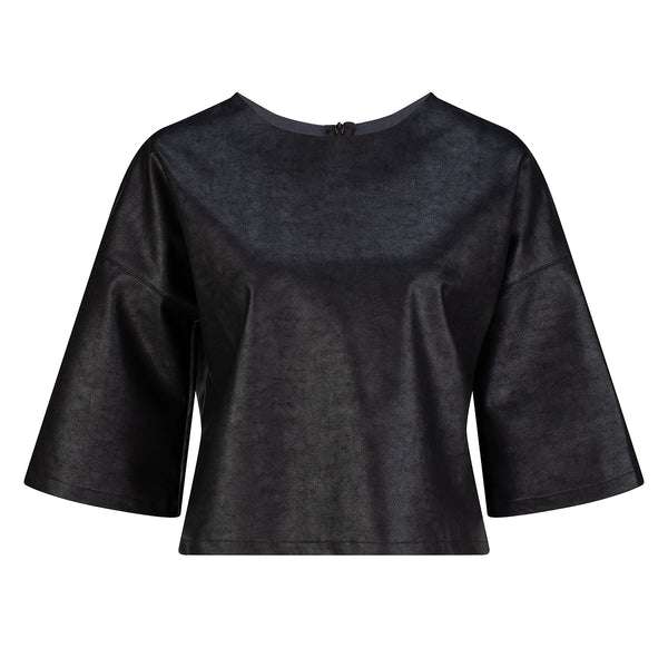 Dexter Faux Leather Top - Black