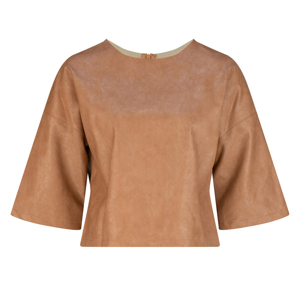 Dexter Faux Leather Top - Camel