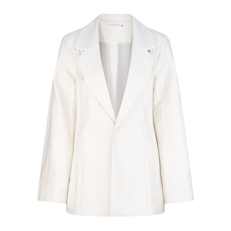 Amira Faux Leather Blazer - White