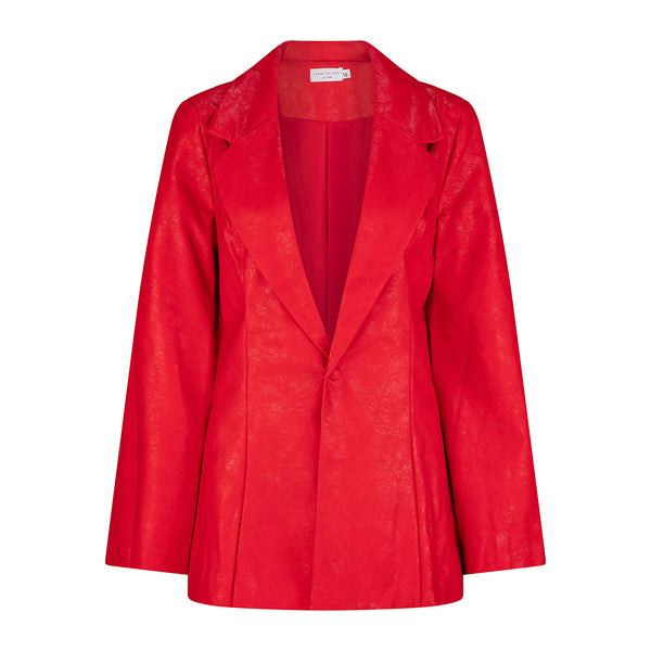 Amira Faux Leather Blazer - Red