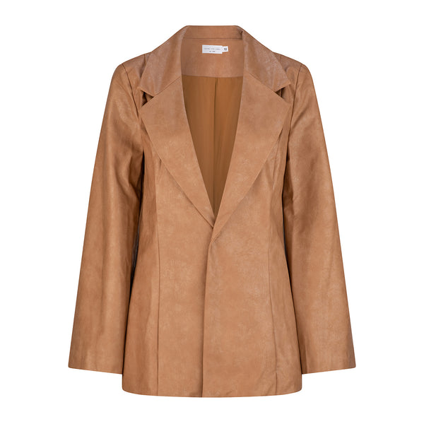Amira Faux Leather Blazer - Camel