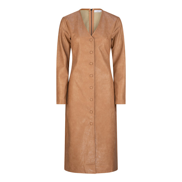 Harper Faux Leather Dress/Coat - Camel