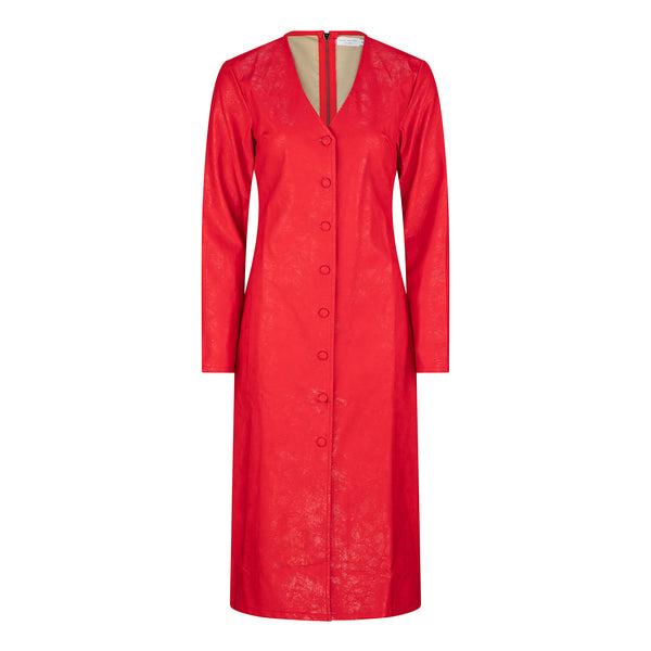 Harper Faux Leather Dress/Coat - Red