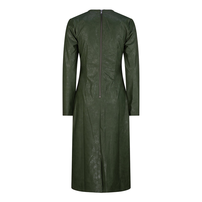 Harper Faux Leather Dress/Coat - Khaki