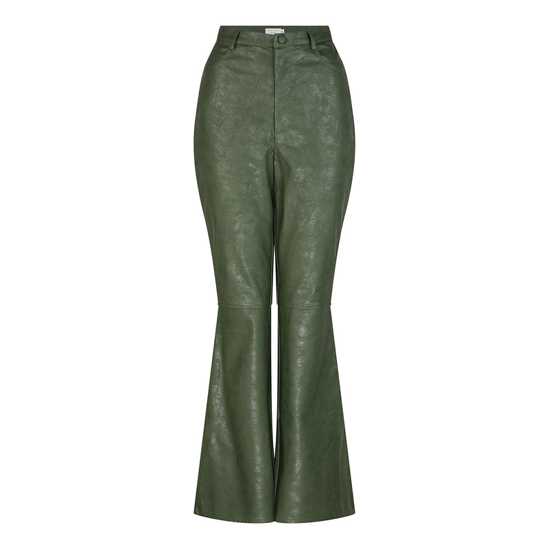 Belle Faux Leather Pants - Khaki