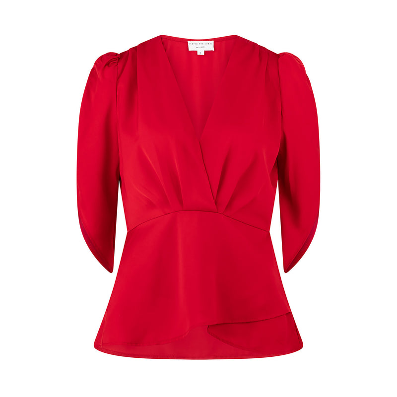 Elsa Wrap Top - Intense Red