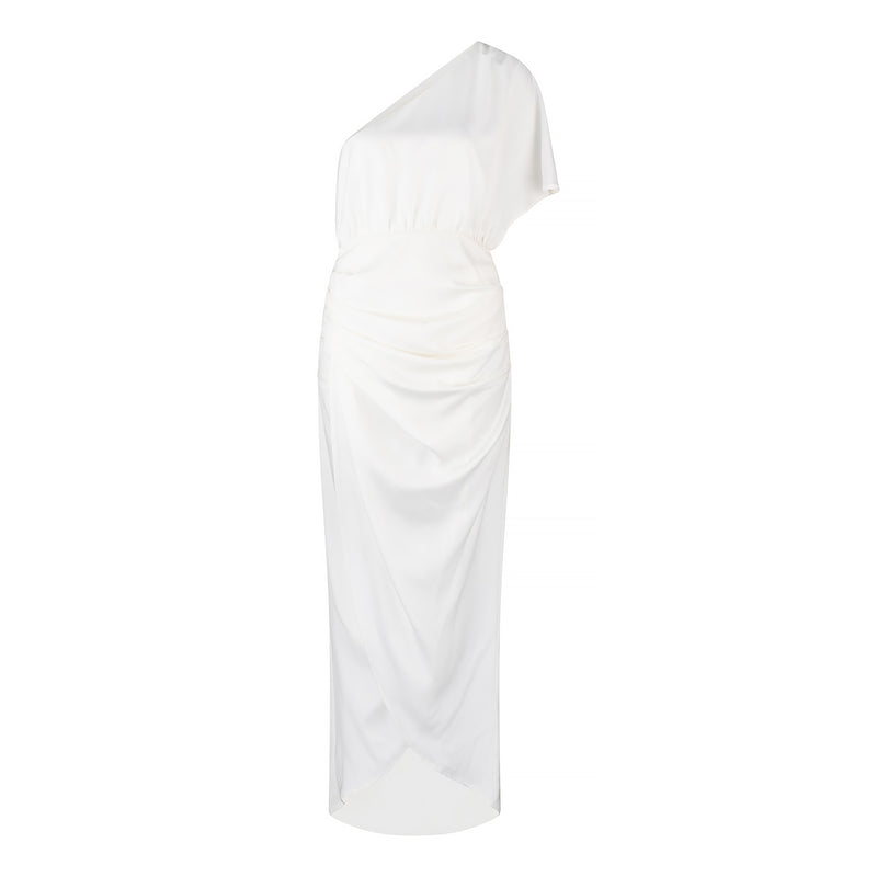 Venice One Shoulder Dress - Pearl White