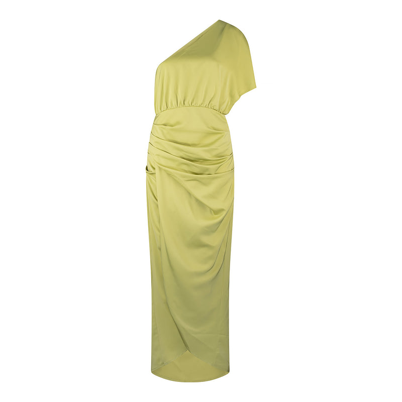 Venice One Shoulder Dress - Lime Green