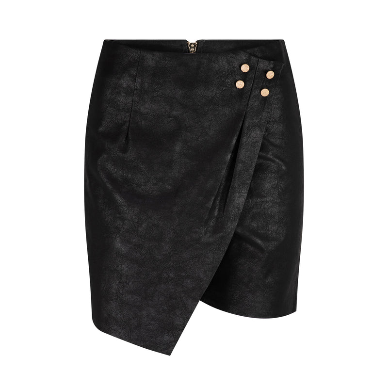 Aria Faux Leather Skort - Black