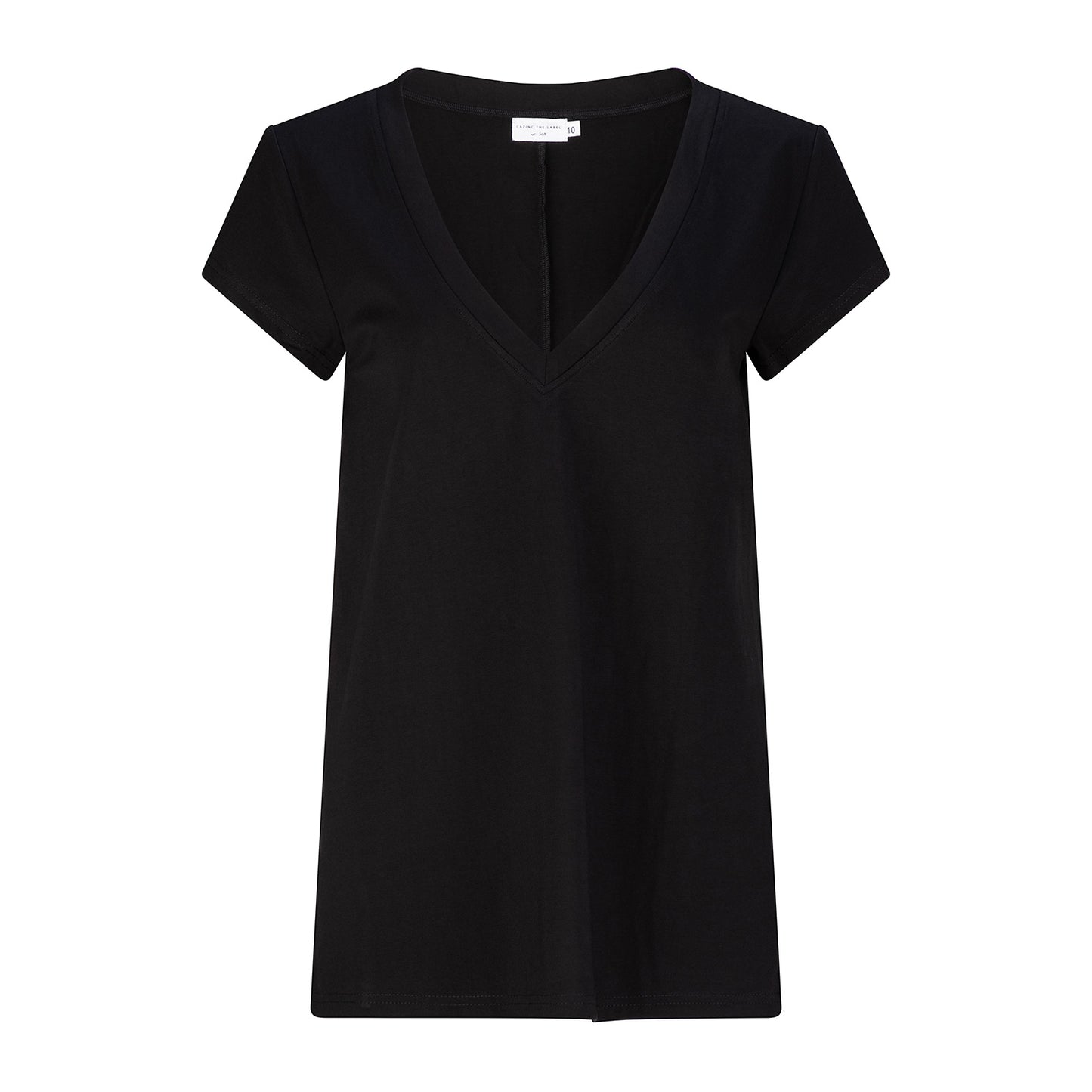 Preston V Neck Recycled Cotton/Bamboo Relaxed Tee - Black