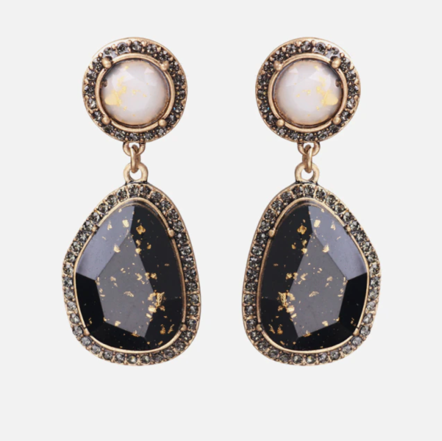 Electra Drop Earrings - Black and Gold