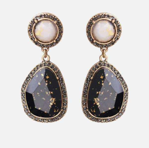 Electra Drop Earrings - Black and Gold