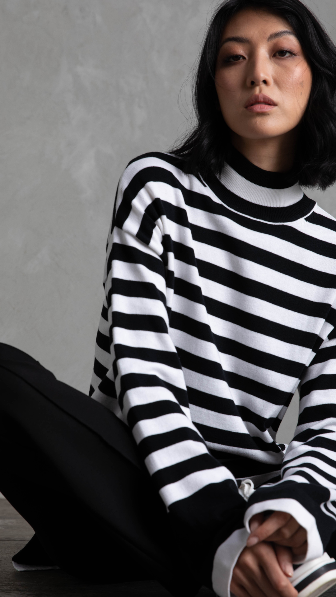 Baxter Oversized Cotton Knit - Black & White
